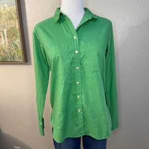 LOFT Bright Green Button‎ Down Collared Shirt (XS)